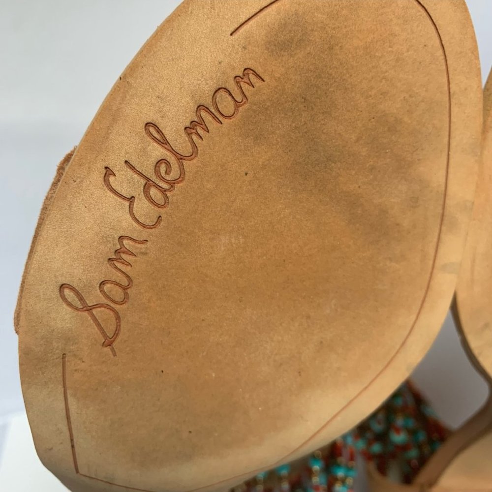 Sam Edelman Sibel Beaded Ankle Strap Sandals Block Heel Brown Tan Women's 8.5 - Picture 6 of 9